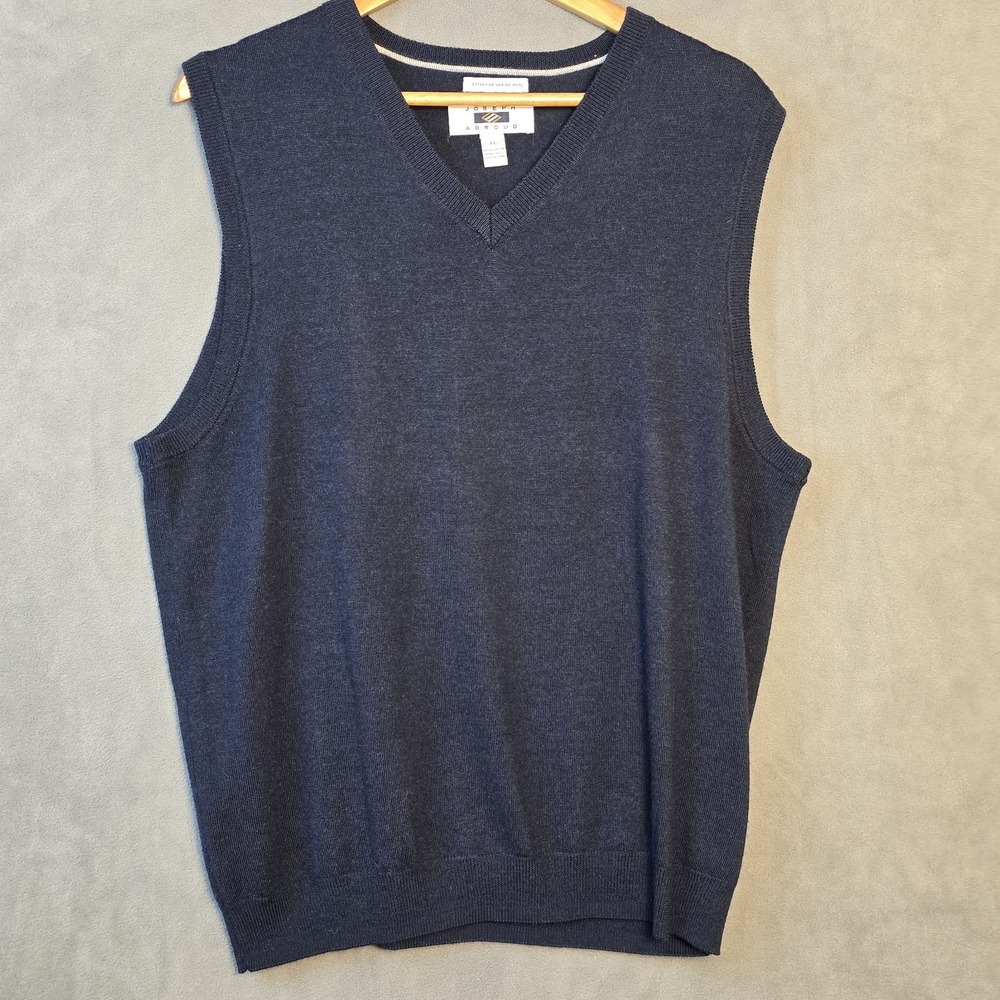 Joseph Abboud Men's size Xl Merino Wool Sweater Sleeveless Vest V Neck Blue